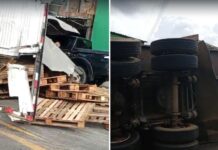 Caminhão tomba e destrói frentes de casas na zona Leste de Manaus; veja vídeo